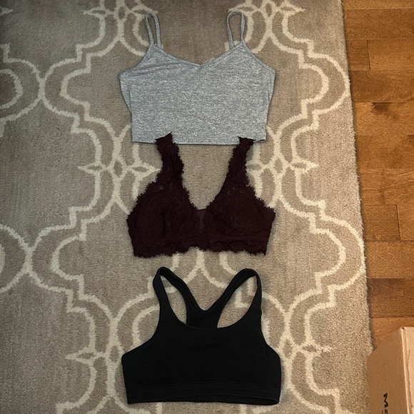 Set of 3 Aerie, SHEIN and Steve  Bralettes - Gray, Burgundy, Black, size S - Picture 1 of 12
